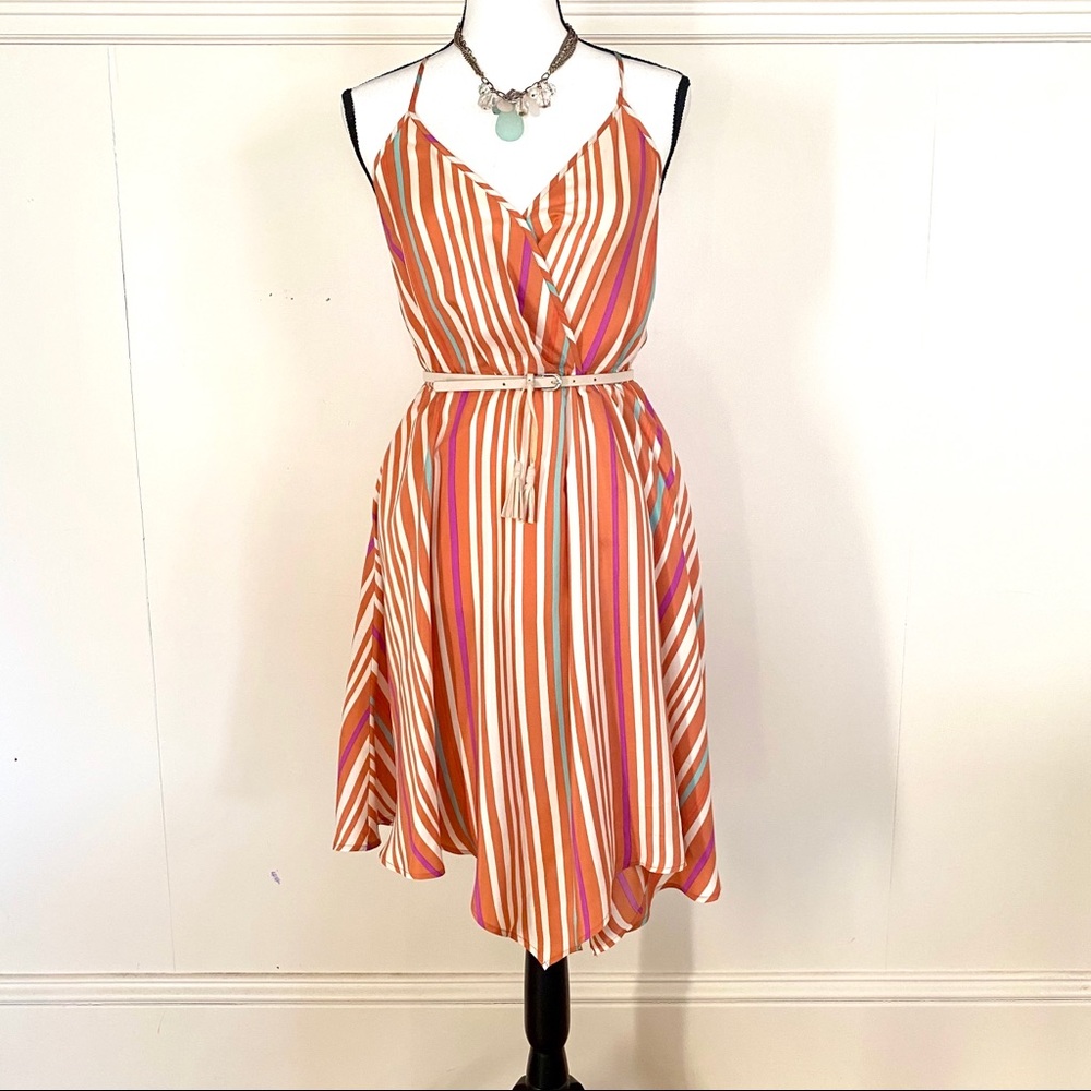 Faux wrap Charlie Jade striped dress in XS